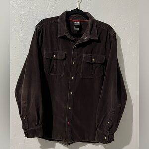 The North Face Dark Brown Corduroy Shirt Snap Front Long Sleeve Mens Sz Large